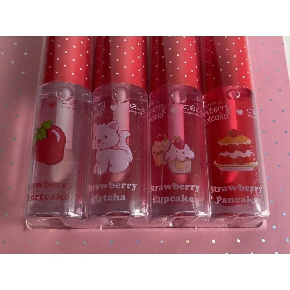 4 Pk Celavi Strawberry Shortcake Scented Tinted Lip Oils Crush On You Valentines